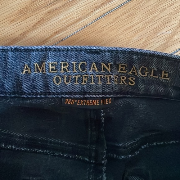 American Eagle 30 x 32 Men Grey Black Denim Jeans Pants Slim 360 Extreme Flex - Picture 3 of 6